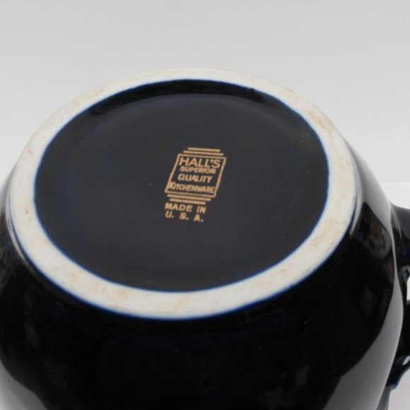 Hall China Cobalt BLUE BLOSSOM Handled Batter Pitcher, Made In U.S.A. - Picture 7 of 7